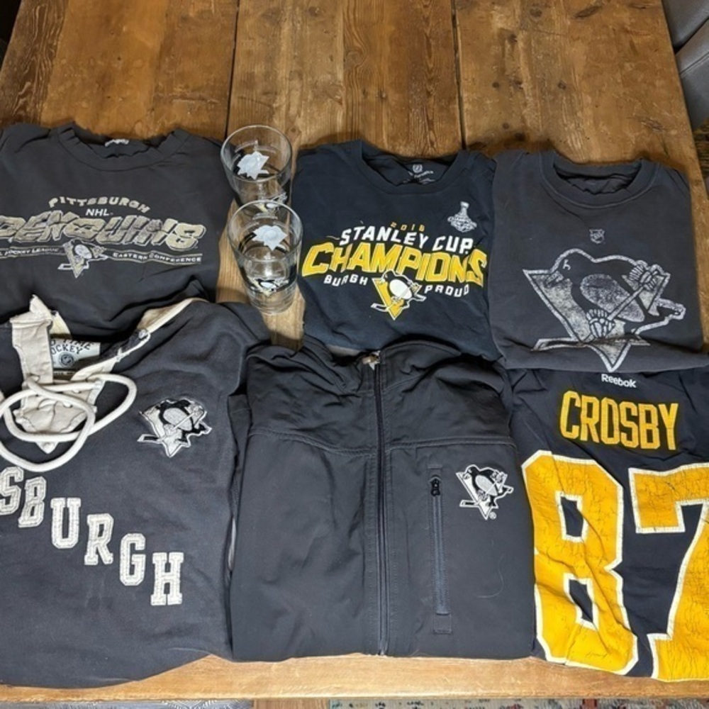 Lot 6 Pittsburgh Penguins Hockey Shirts Men's Large Vintage Y2K